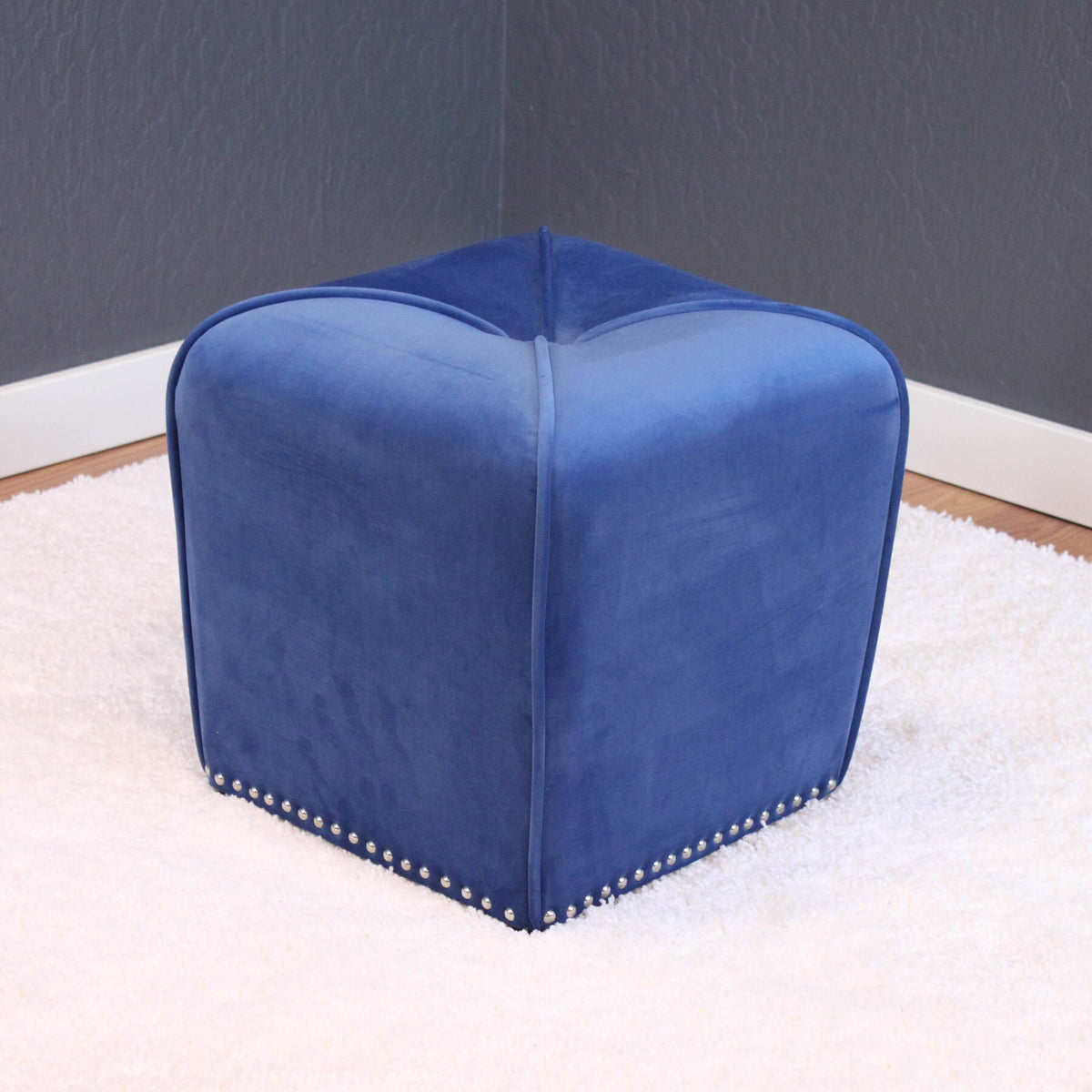Sky Blue Velvet Ottoman E472830