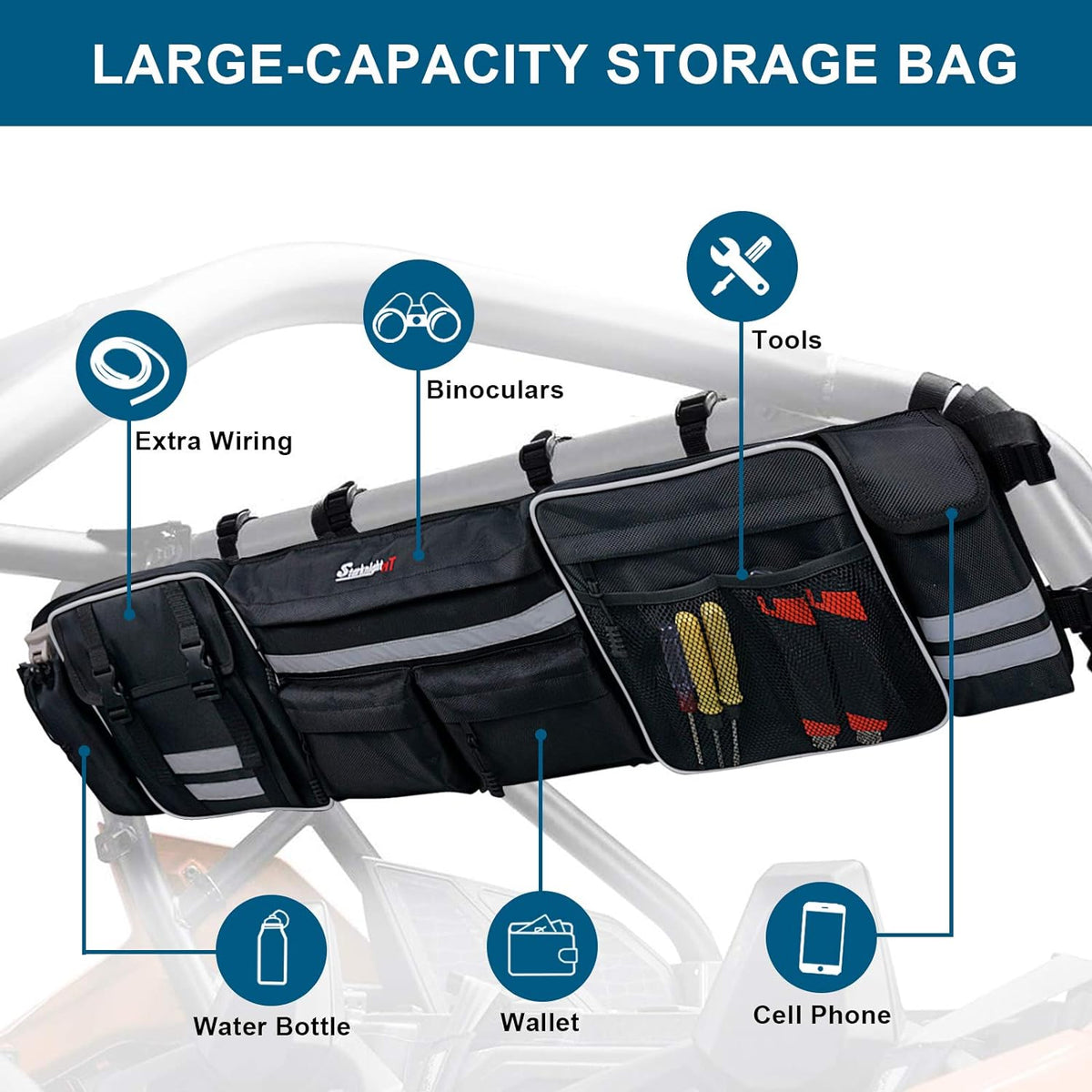 Large Roll Cage Cargo Rear Storage Bag with Reflective Strip S9646