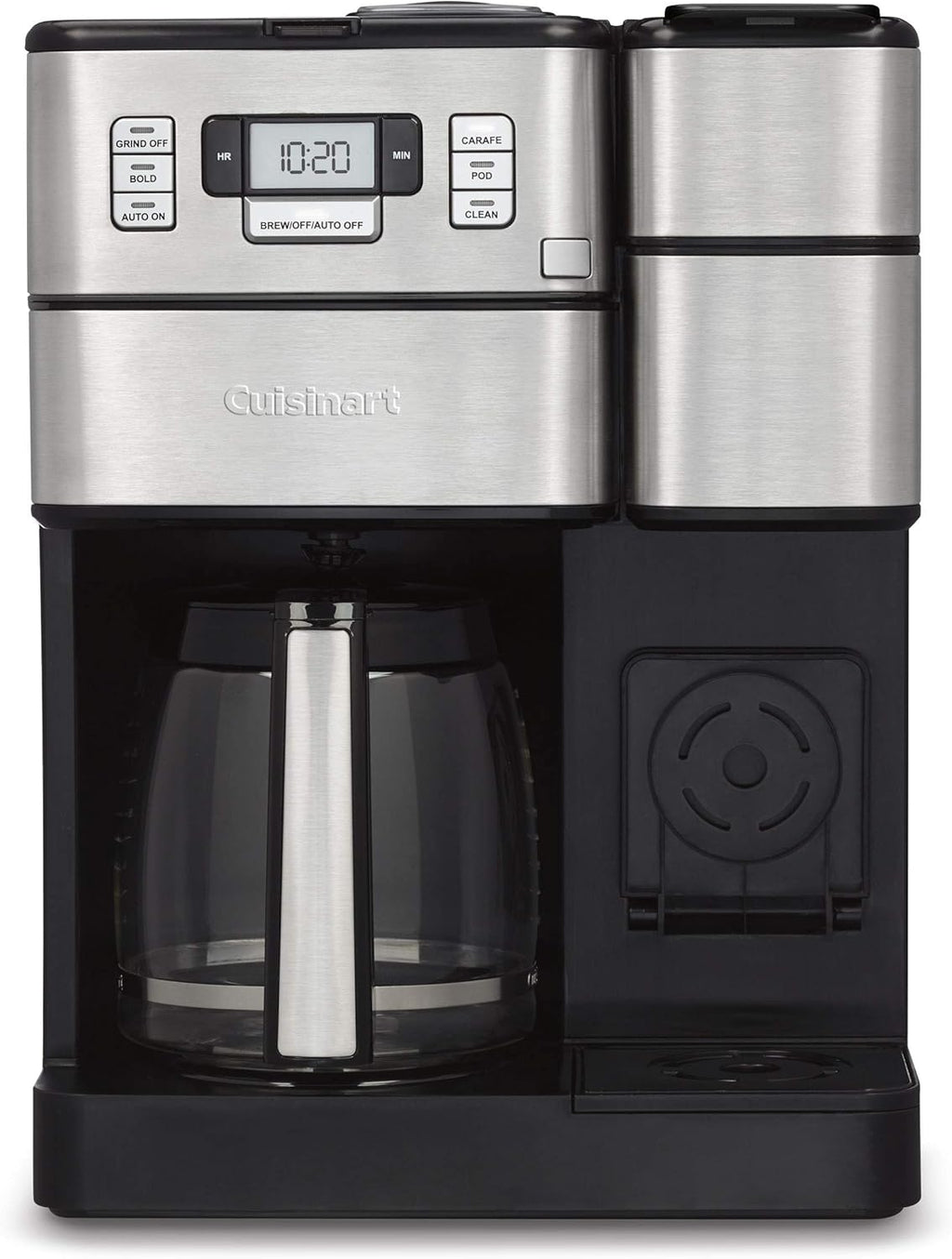 Black/Silver Coffee Center with Built-in Coffee Grinder, Coffeemaker and Single-serve Brewer I96383