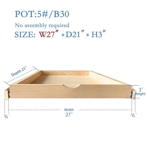 Soft Close Cabinet Drawer Pull Out Tray Wooden Shelf 12 W×21 D×3 H X5688