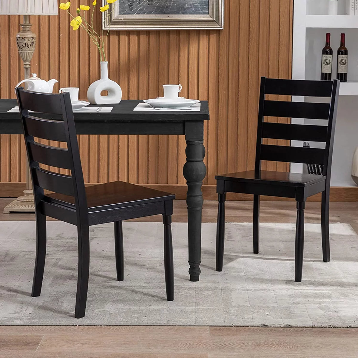 Black Wood Dining Chairs Set of 2 D30974