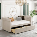 Beige Upholstered Daybed with Storage and 2 Drawers S780