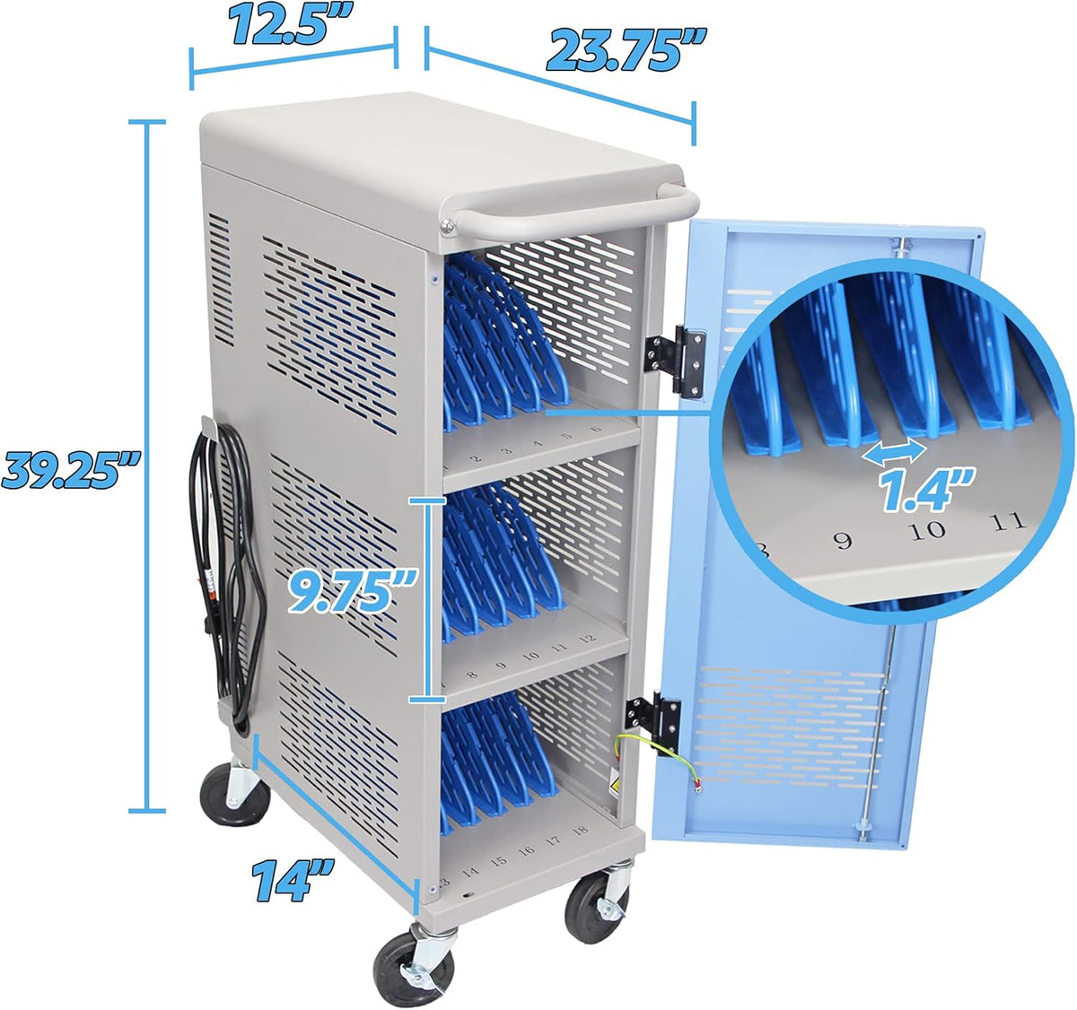 Locking Laptop Charging Cart for 18 Devices J834