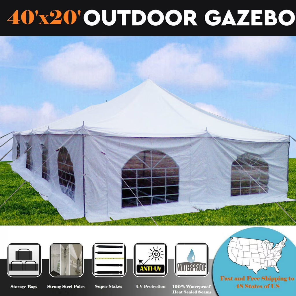 40'x20' PVC Pole Tent Party Wedding Canopy Shelter G708280