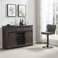 Dark Rustic Oak Coffee Bar Cabinet Sideboard Buffet with Wine and Glass Rack, Drawers, Storage Shelves X461280