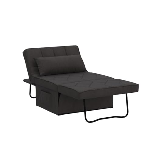 Dark Brown Sleeper Chair Bed Sofa Bed 4 in 1 Folding Ottoman Bed with Adjustable Backrest W654