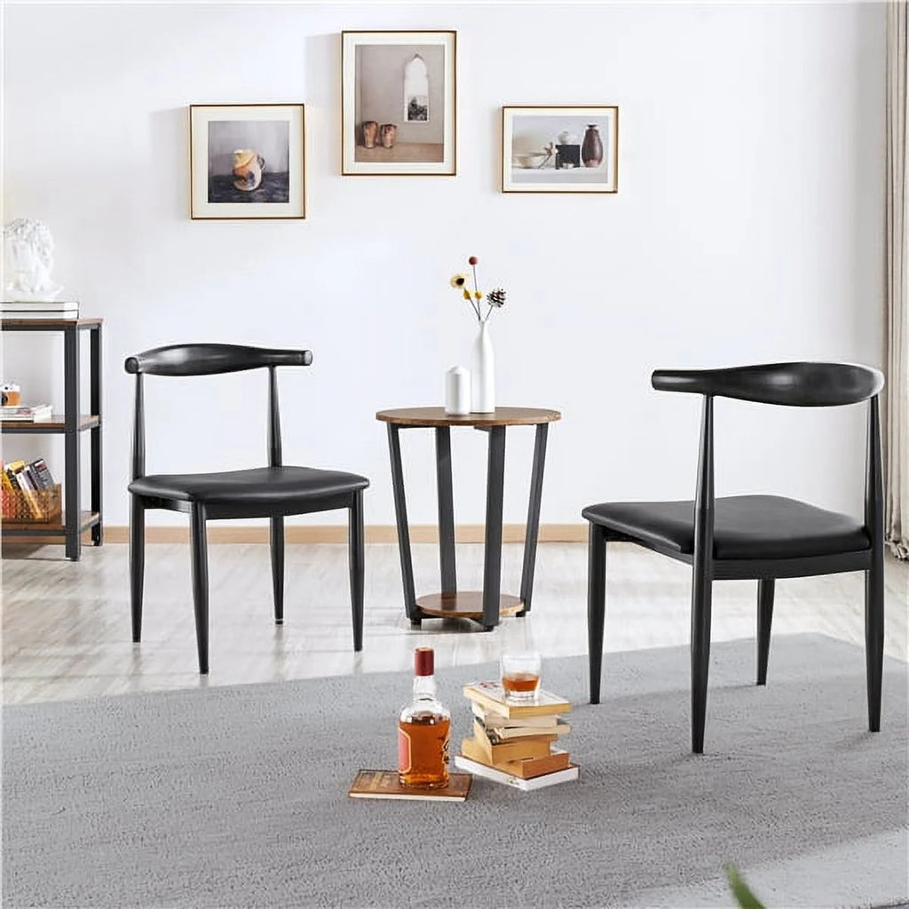 Black Faux Leather Armless Dining Chairs Set of 2 G740003