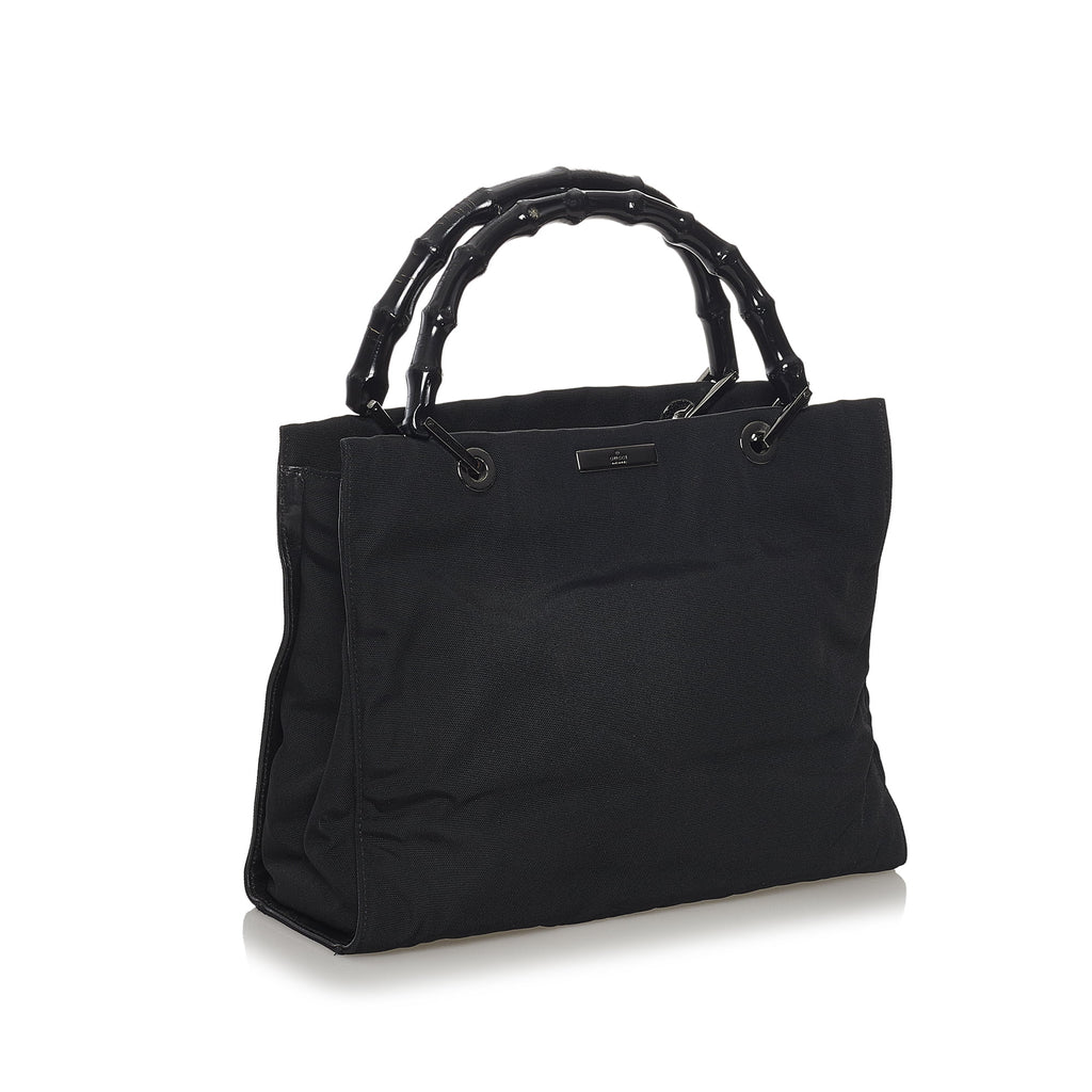 Black Nylon Bamboo Top Handle Handbag S975