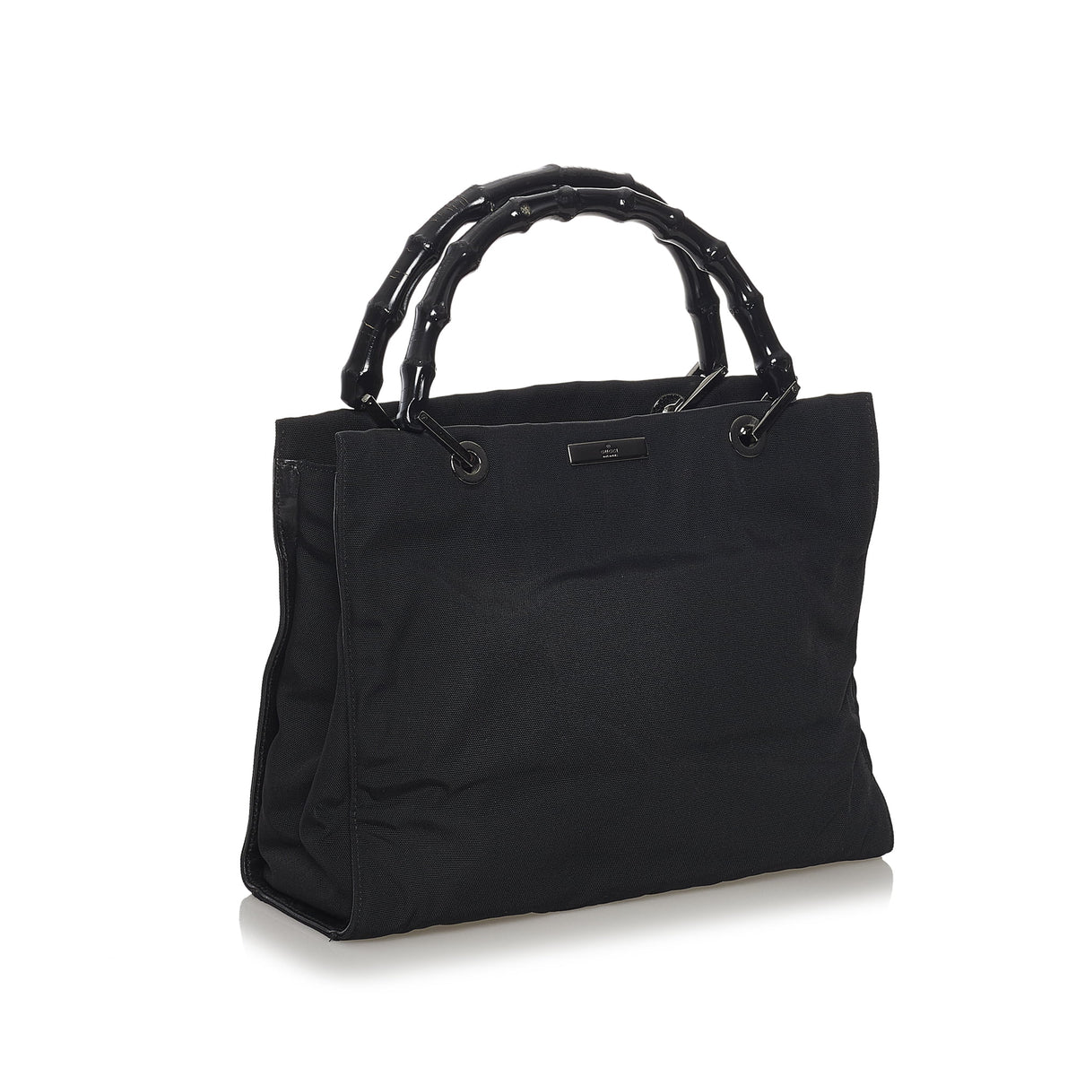 Black Nylon Bamboo Top Handle Handbag S975