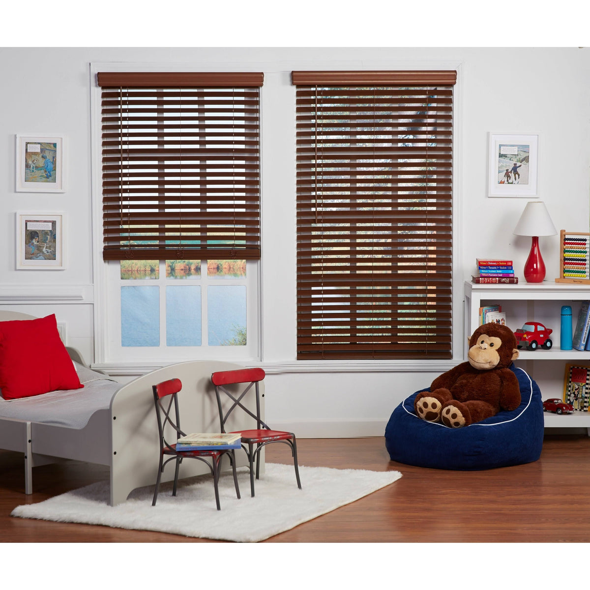 Dark Oak Cordless Faux Wood Blind Y2477