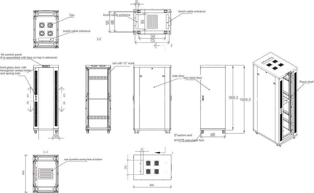 18U 32 Inch Deep Server Rack Cabinet on Casters U388851