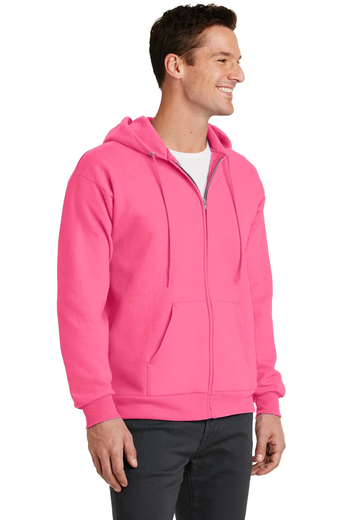 Neon Pink Full Zip Hooded Sweatshirt K123