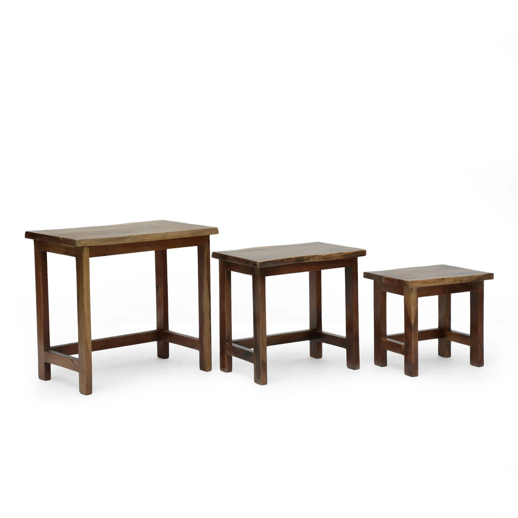 Acacia Wood Nesting Coffee Table, 3 Piece, Walnut R8108