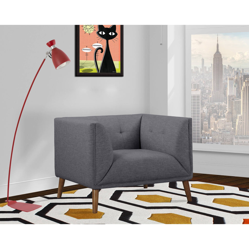 Dark Gray Linen Button-Tufted Chair N130