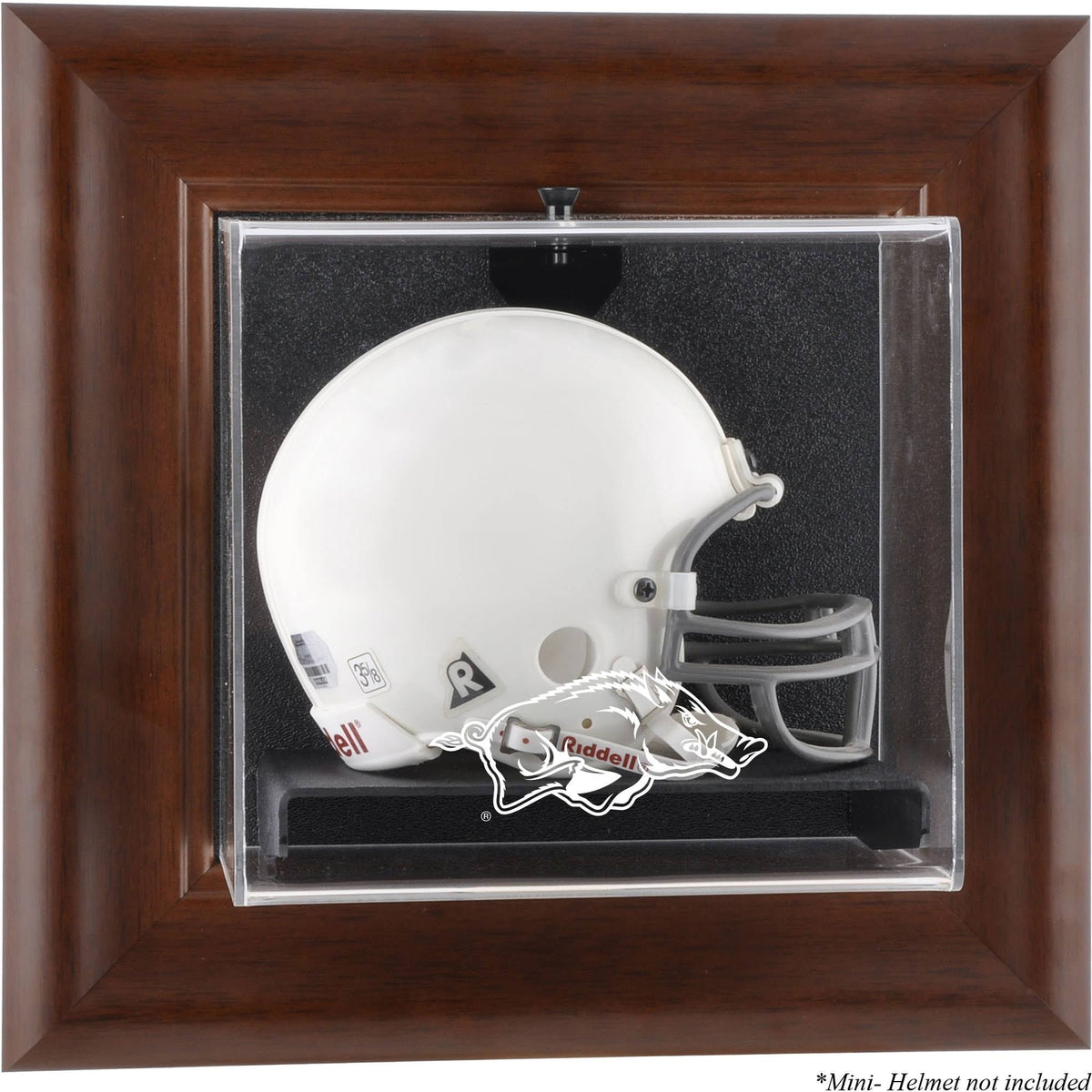 Brown Framed Wall-Mountable Mini Helmet Display Case W3011