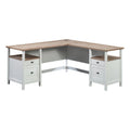 L-Shaped White Engineered Wood Desk F77569