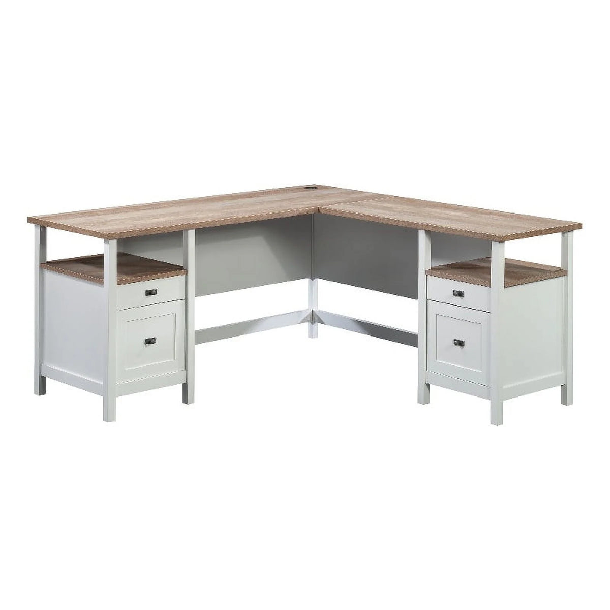 L-Shaped White Engineered Wood Desk F77569