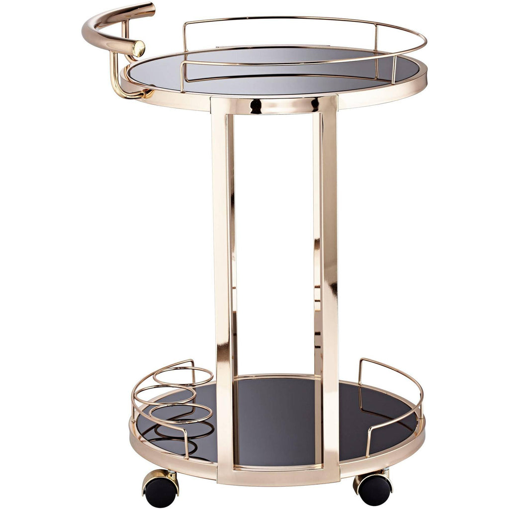 Round Black Glass Serving Cart U512037
