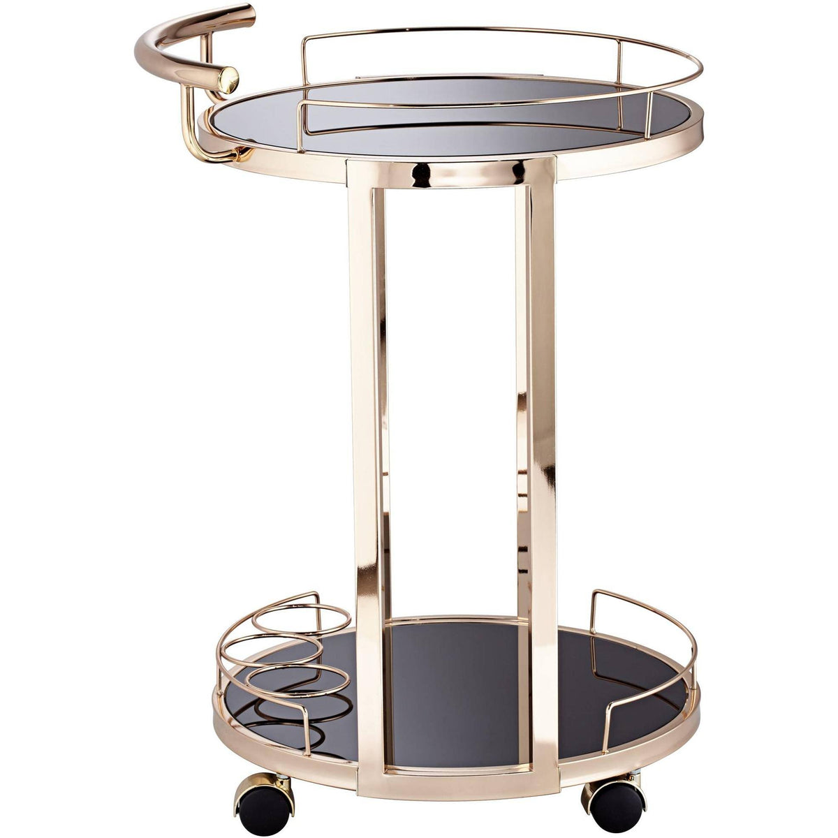 Round Black Glass Serving Cart U512037