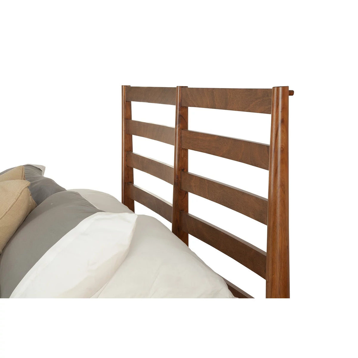 Queen Size Wooden Bed with Slatted Headboard Brown I127885