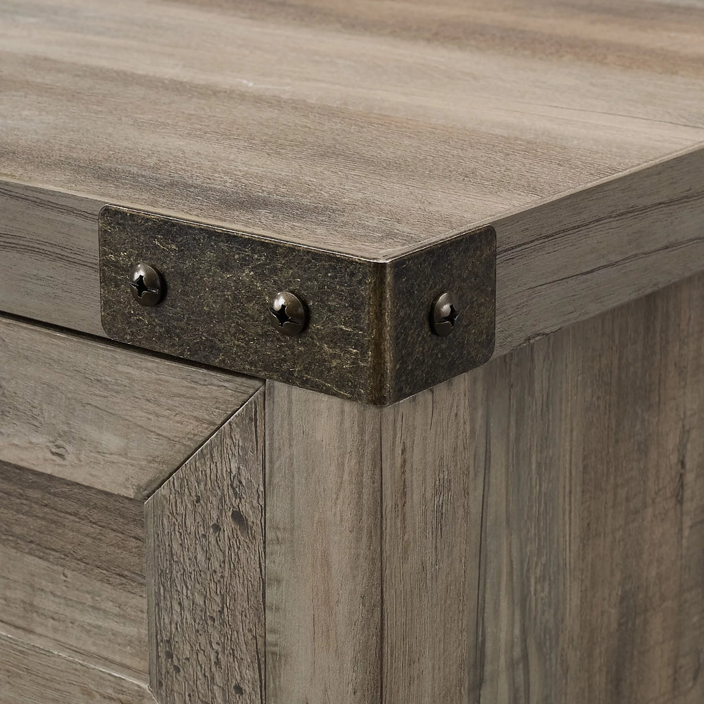 Grey Wash Sliding Barn Door Accent Cabinet E3757