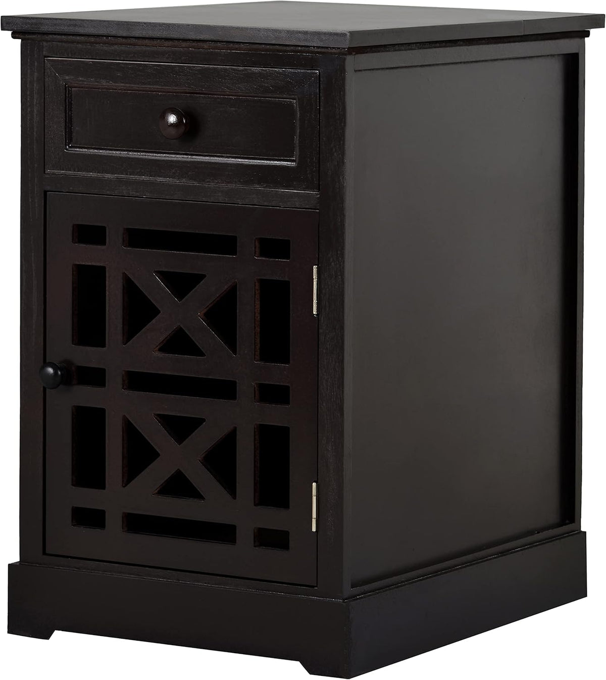 Navy Blue Antique End Table with Drawer and Storage Cabinet I657
