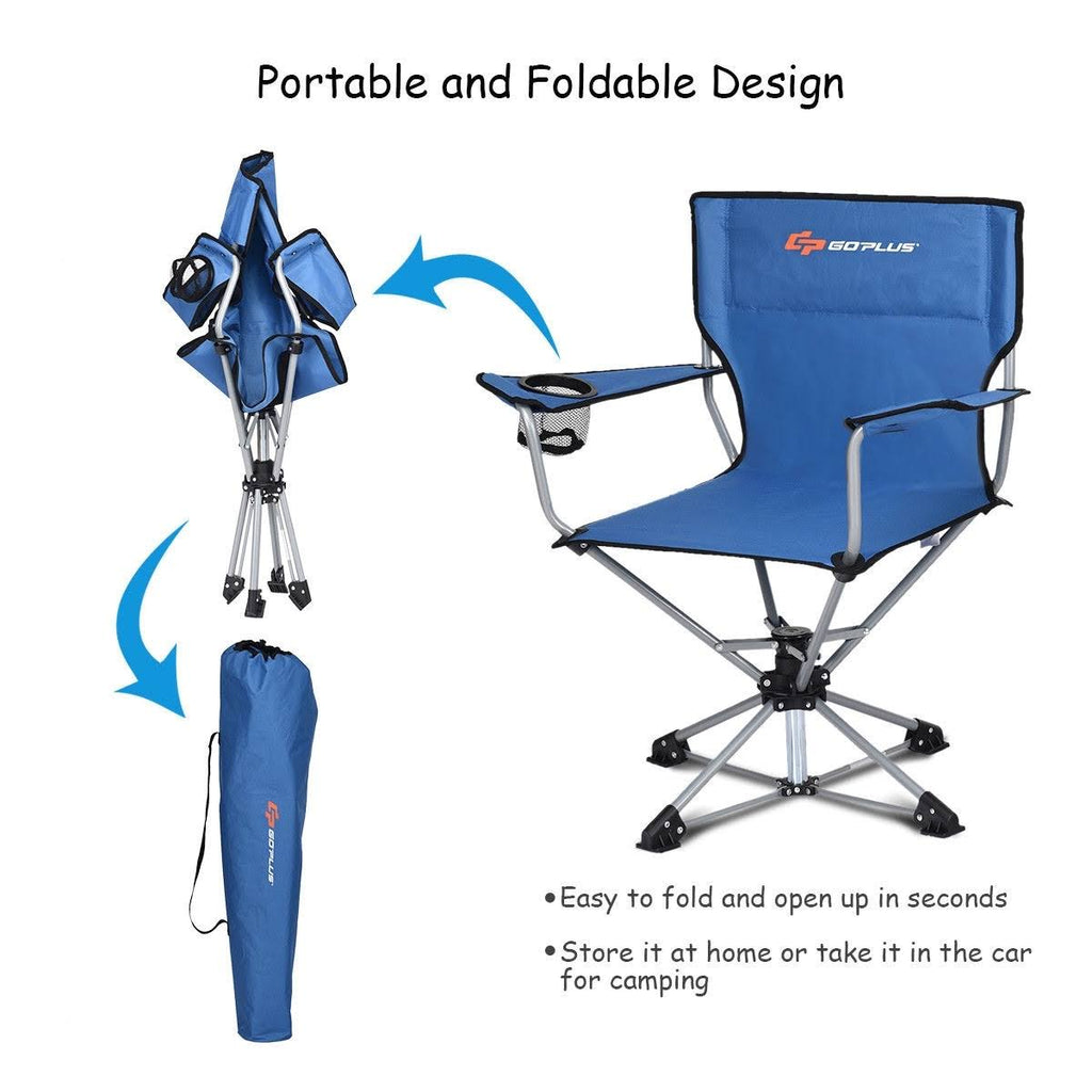 Collapsible Swivel Camping Chair - Blue W777