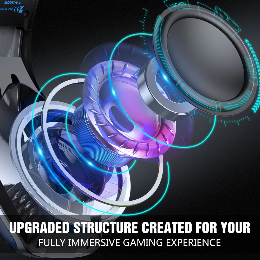 Gaming Headset with Noise Cancelling Mic, LED Light, Over Ear Headphone W52423