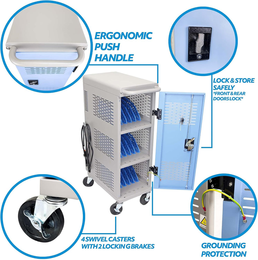 Locking Laptop Charging Cart for 18 Devices J834