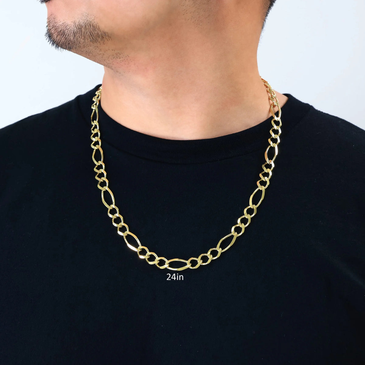 14k Yellow Gold Solid Figaro Chain Link Necklace 18" - 30" D5269