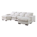 Beige Reversible Modular Fabric Sectional Sofa with Two Ottoman N8119