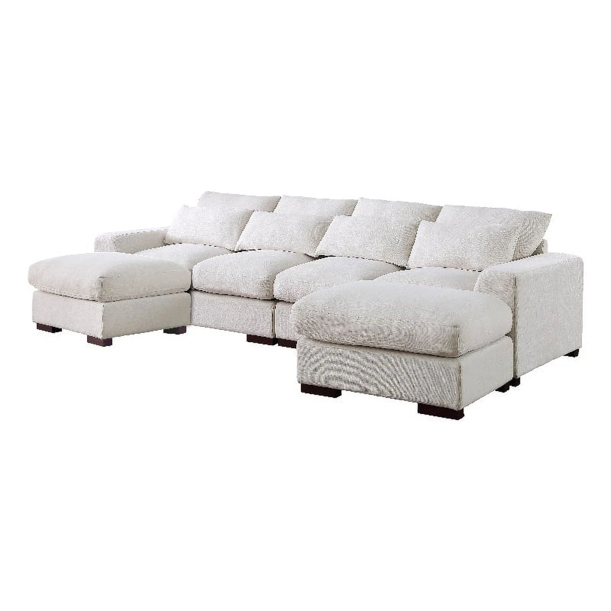 Beige Reversible Modular Fabric Sectional Sofa with Two Ottoman N8119