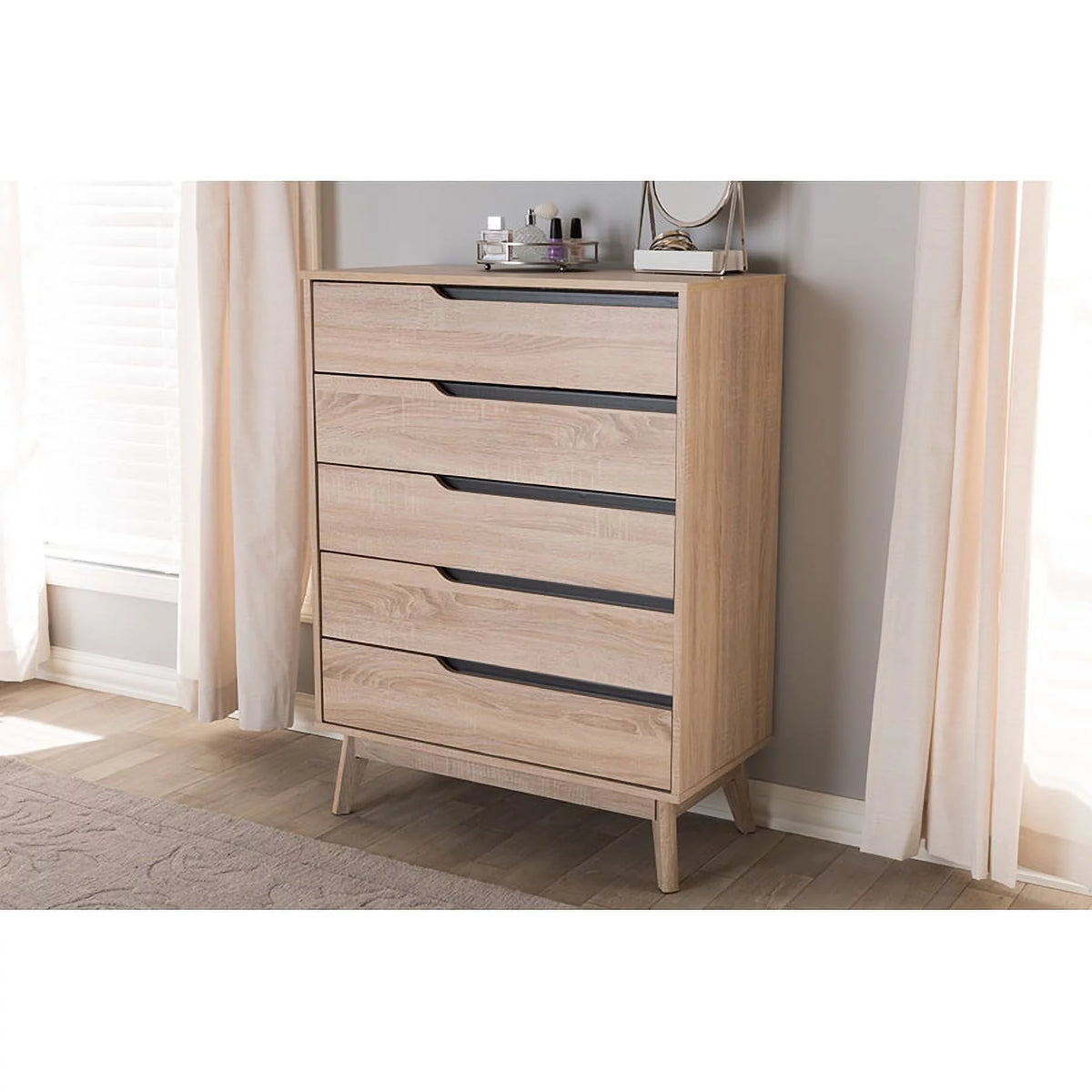 Oak and Grey Wood 5-Drawer Chest U46739