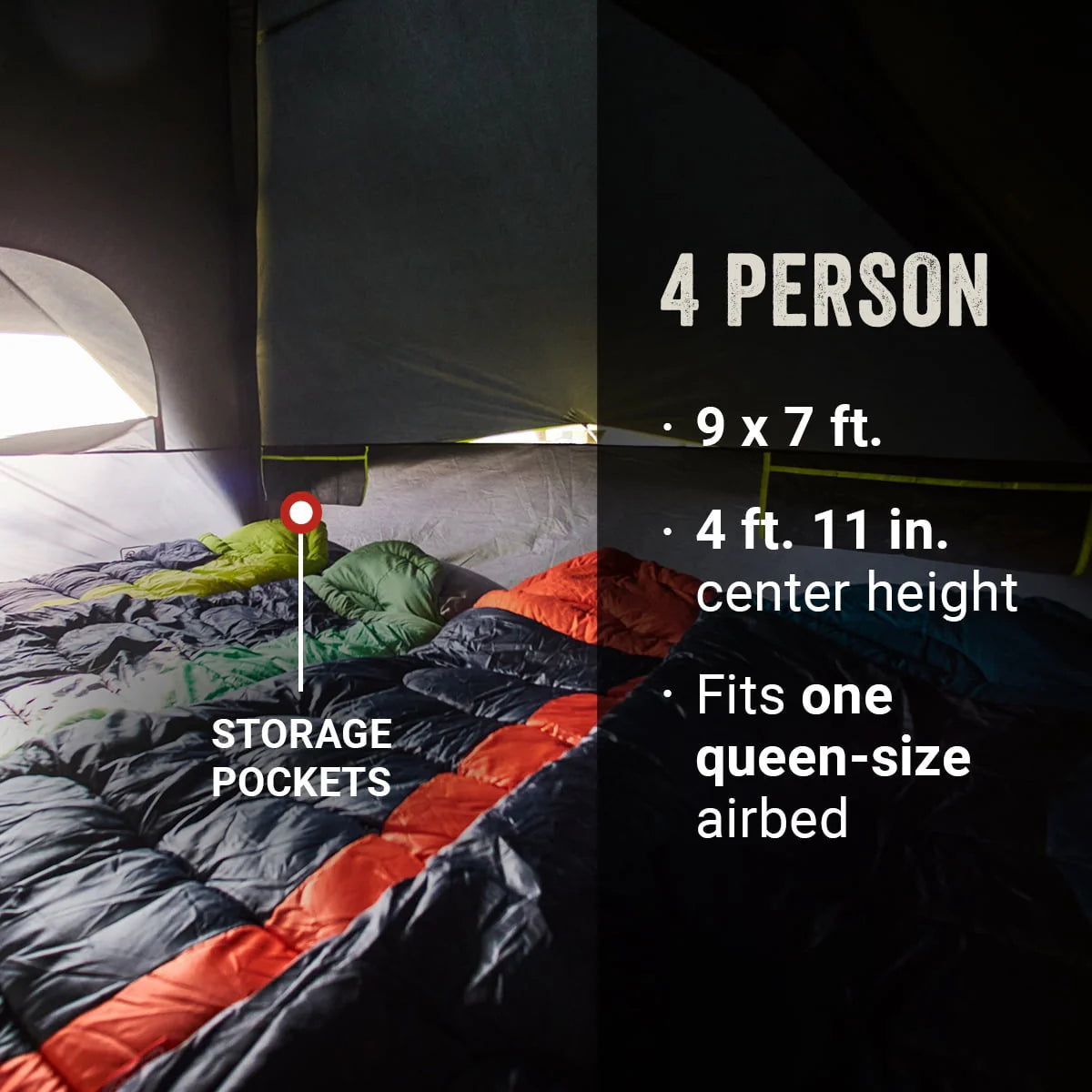 4-Person Dark Room Dome Camping Tent with Screen Room H886