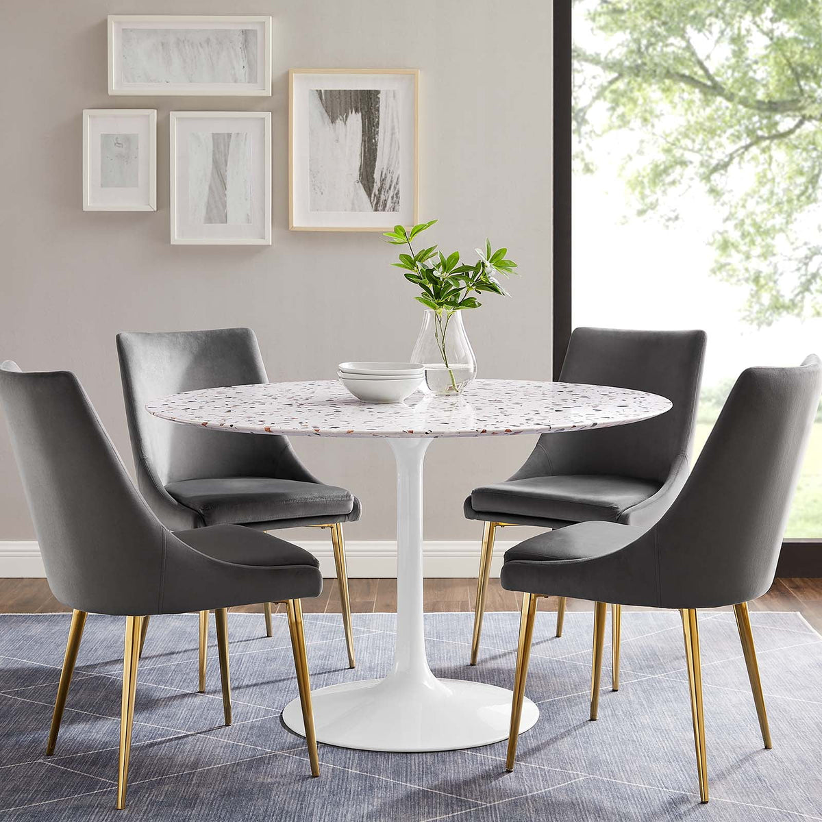 Round Terrazzo Dining Table Z554066
