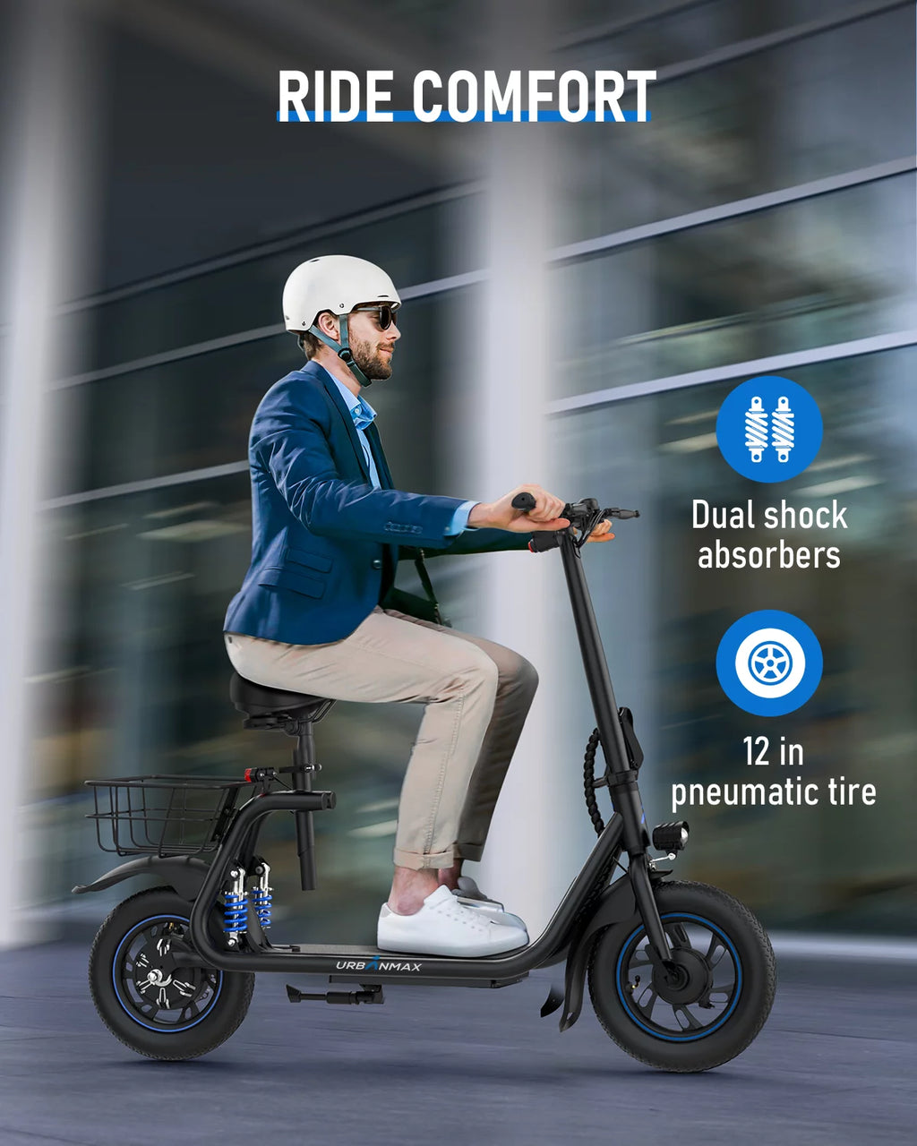 Electric Scooter with Seat and Carry Basket M5289