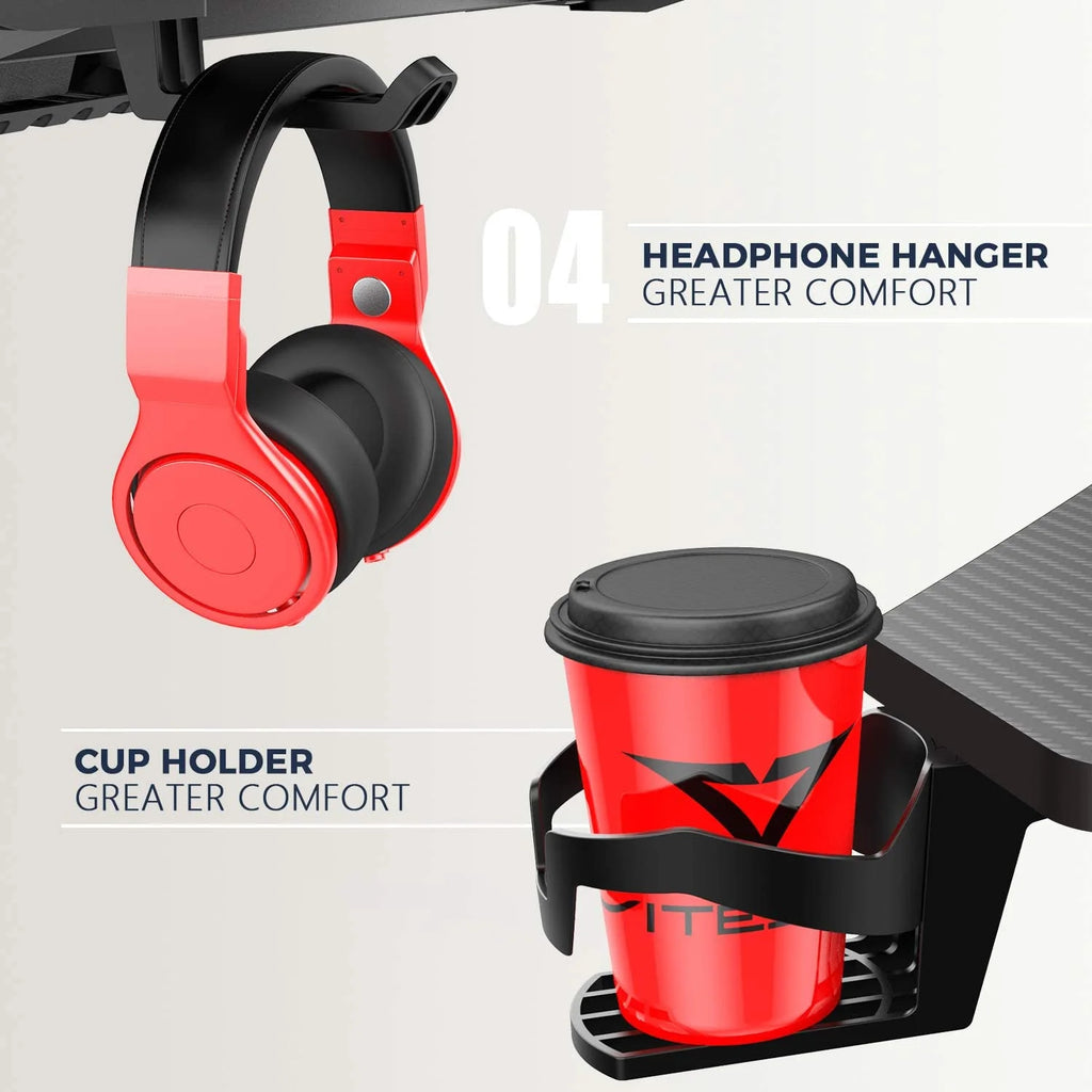 63 Inch Ergonomic Gaming Desk with Mouse Pad D370712