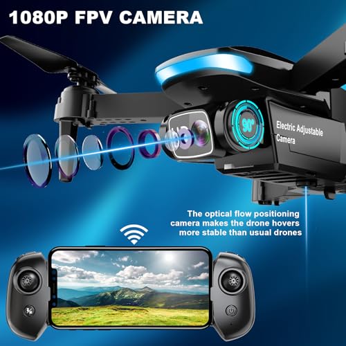 1080P HD Foldable Drone with 2 Batteries and Carrying Case D468