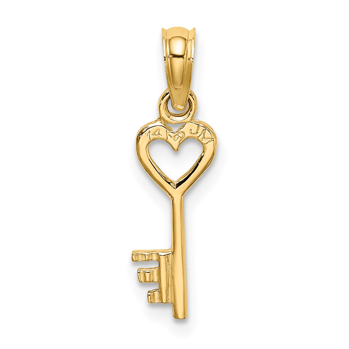 14K Yellow Gold Key With Heart Pendant Charm with Rope Chain Necklace 16'' C9356