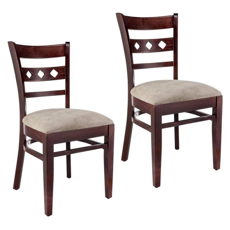 Mahogany and Cream Beechwood Dining Side Chair (Set of 2) A8176