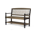 Gray Acacia Wood Outdoor Bench with Shelf O8415