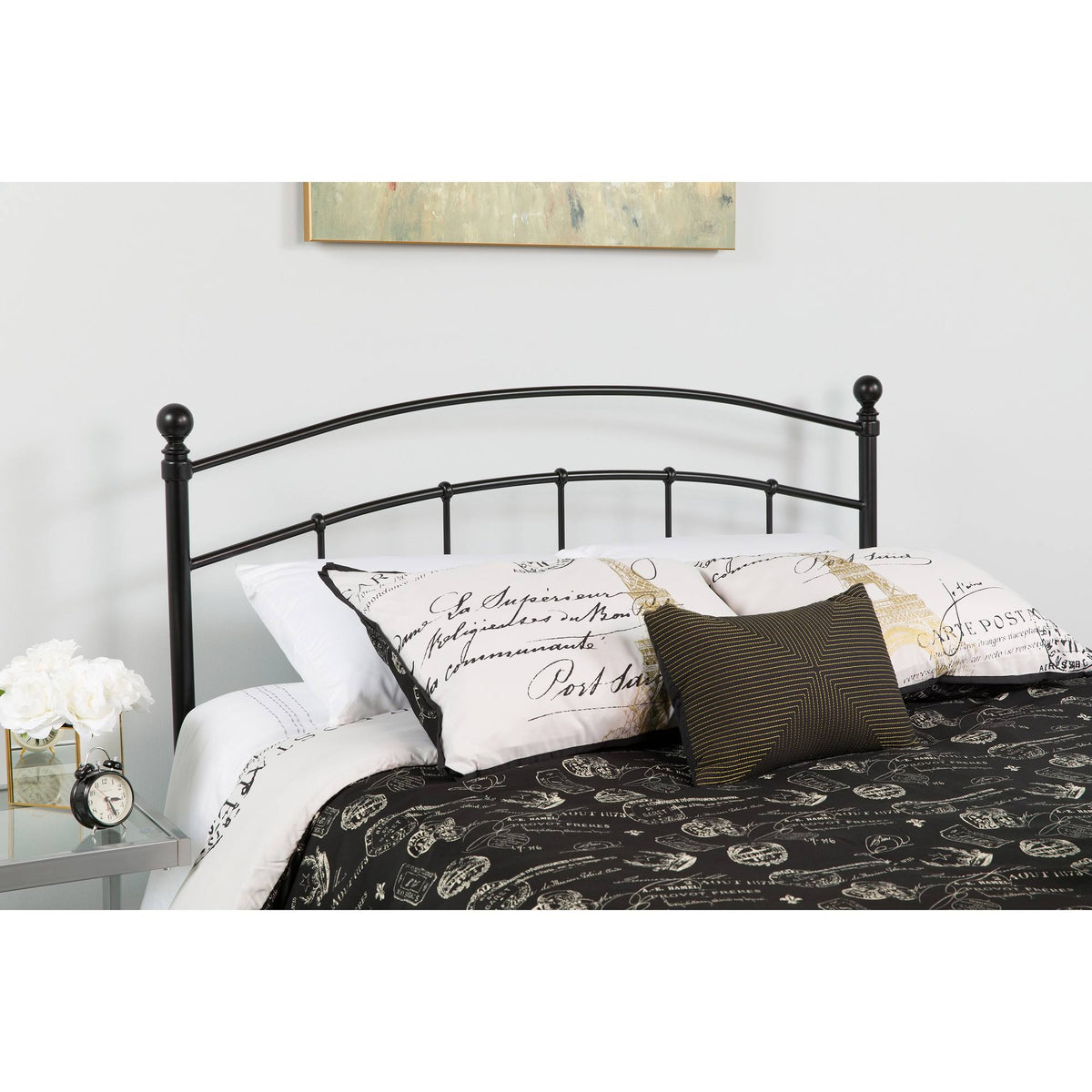 Black Contemporary Open Vertical Headboard - Full Size Y20741