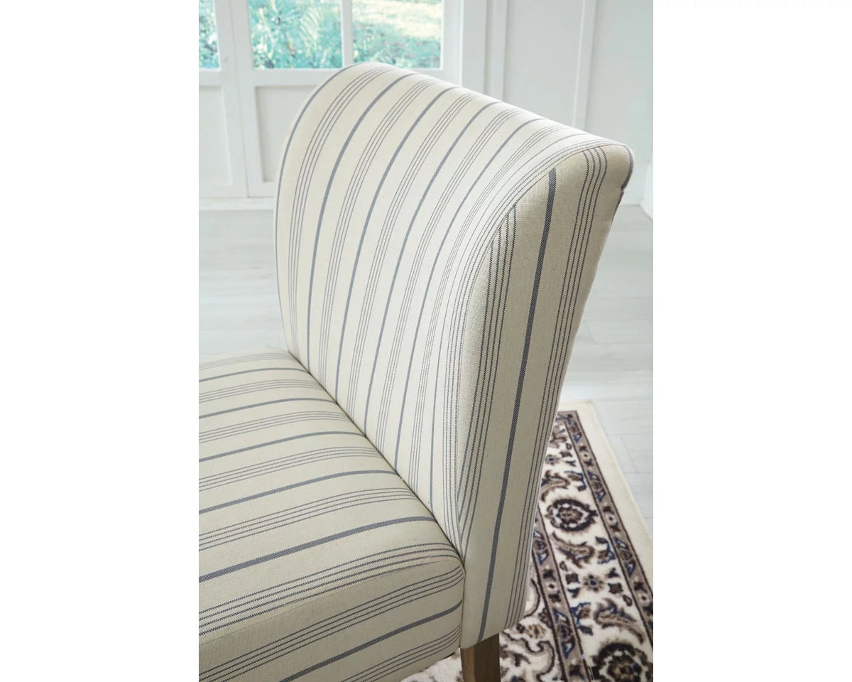 Cream with Blue Pinstripe Armless Accent Chair E477