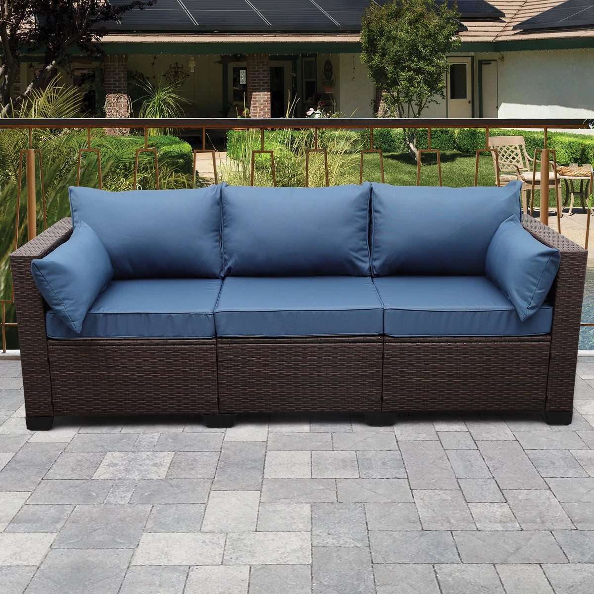 3-Seat Wicker Patio Sofa with Cushioned M23905