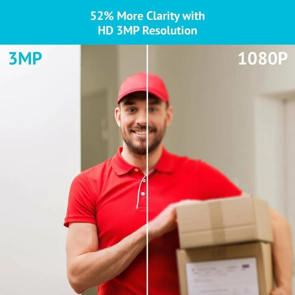 3MP WiFi Video Doorbell Camera with Colored Night Vision U231247