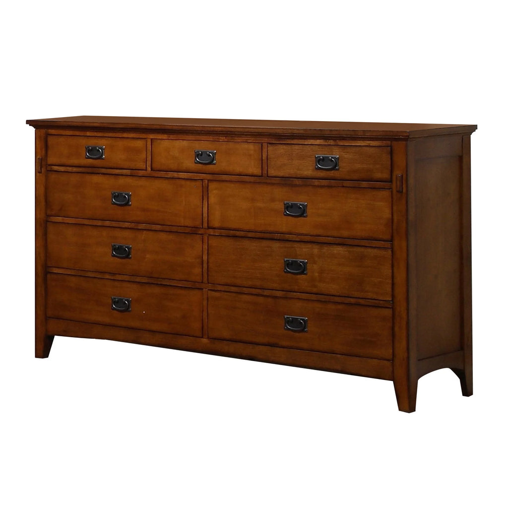 Distressed Chestnut Wood Dresser & Mirror Set W43043