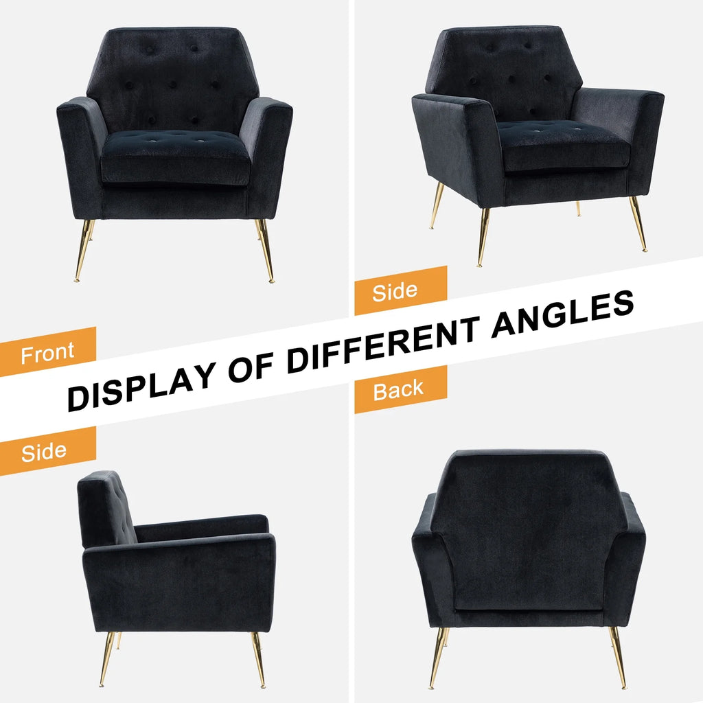 Black Velvet Upholstered Armchair Set of 2 D7278
