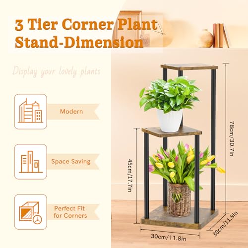 White 6 Tier Metal Wood Plant Stand S919279