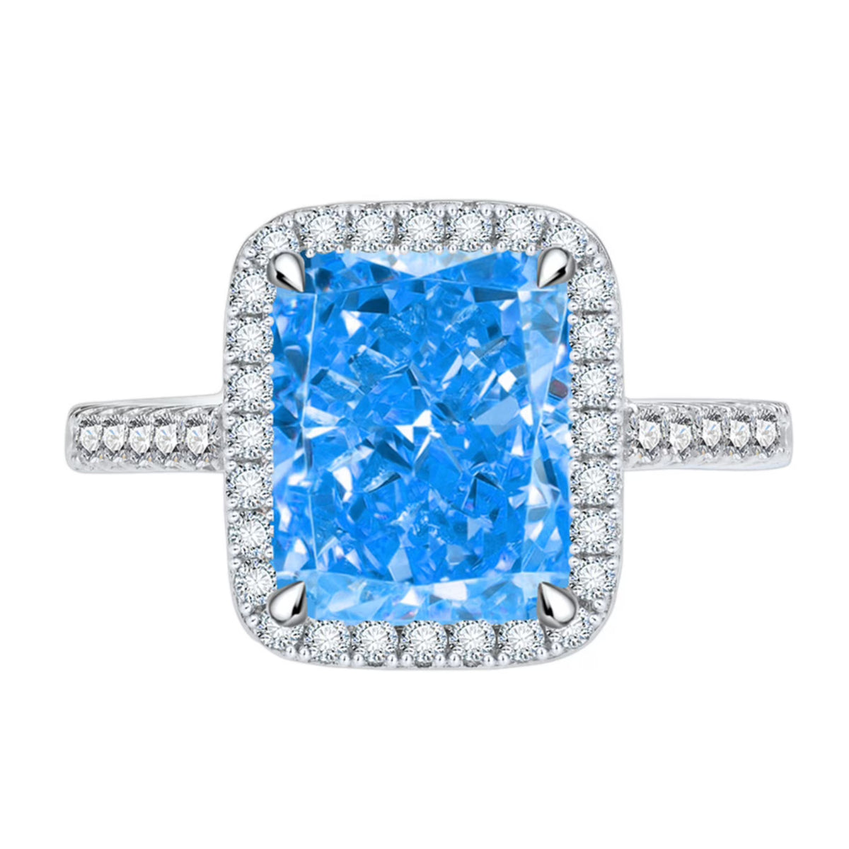 Radiant Cut 8*10mm Zircon Engagement Rings S925 Sterling Silver F4328