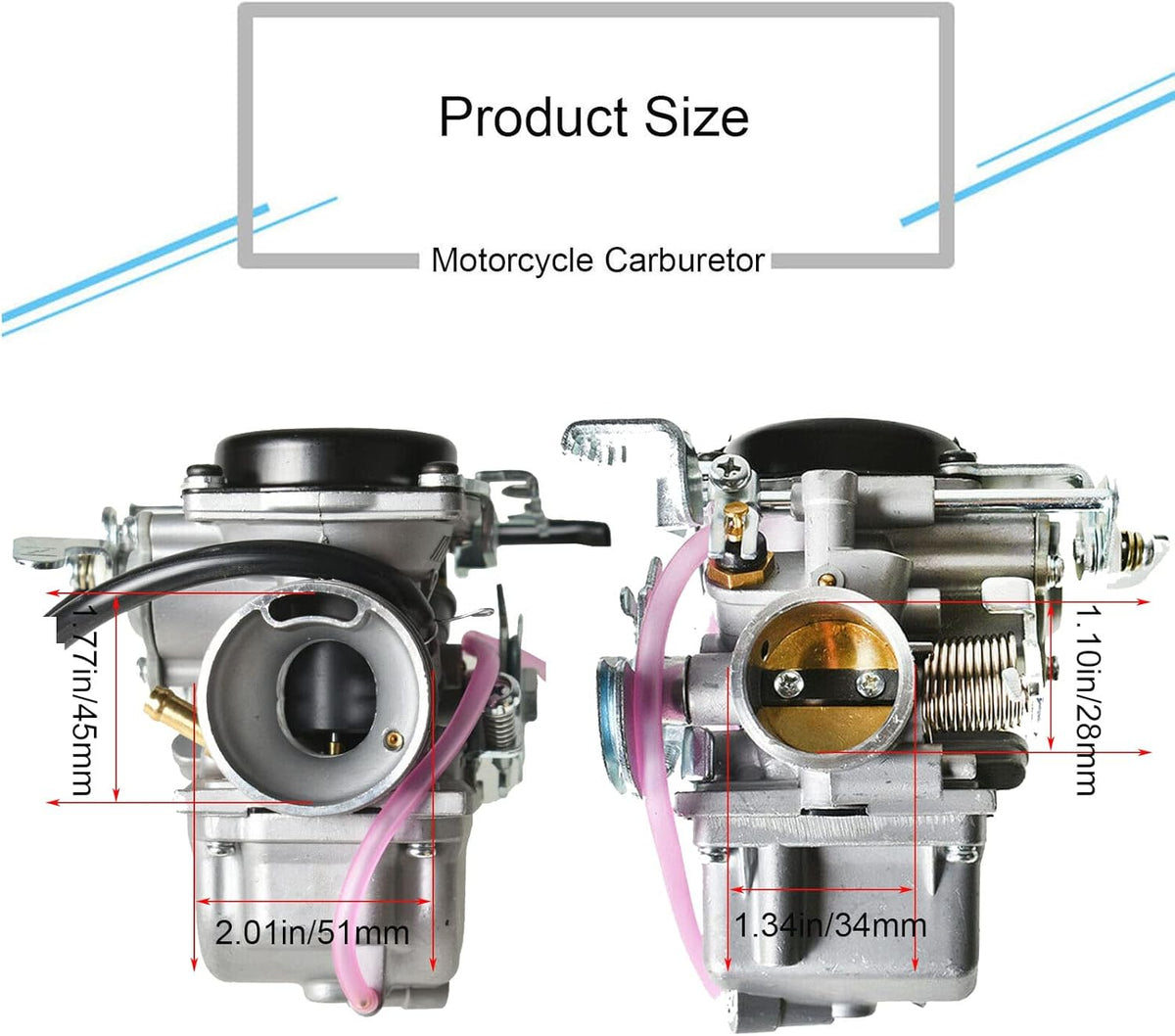 Carburetor with Air Fuel Filter for Kawasaki Bn125A Eliminator 125, Pack of 2 G790